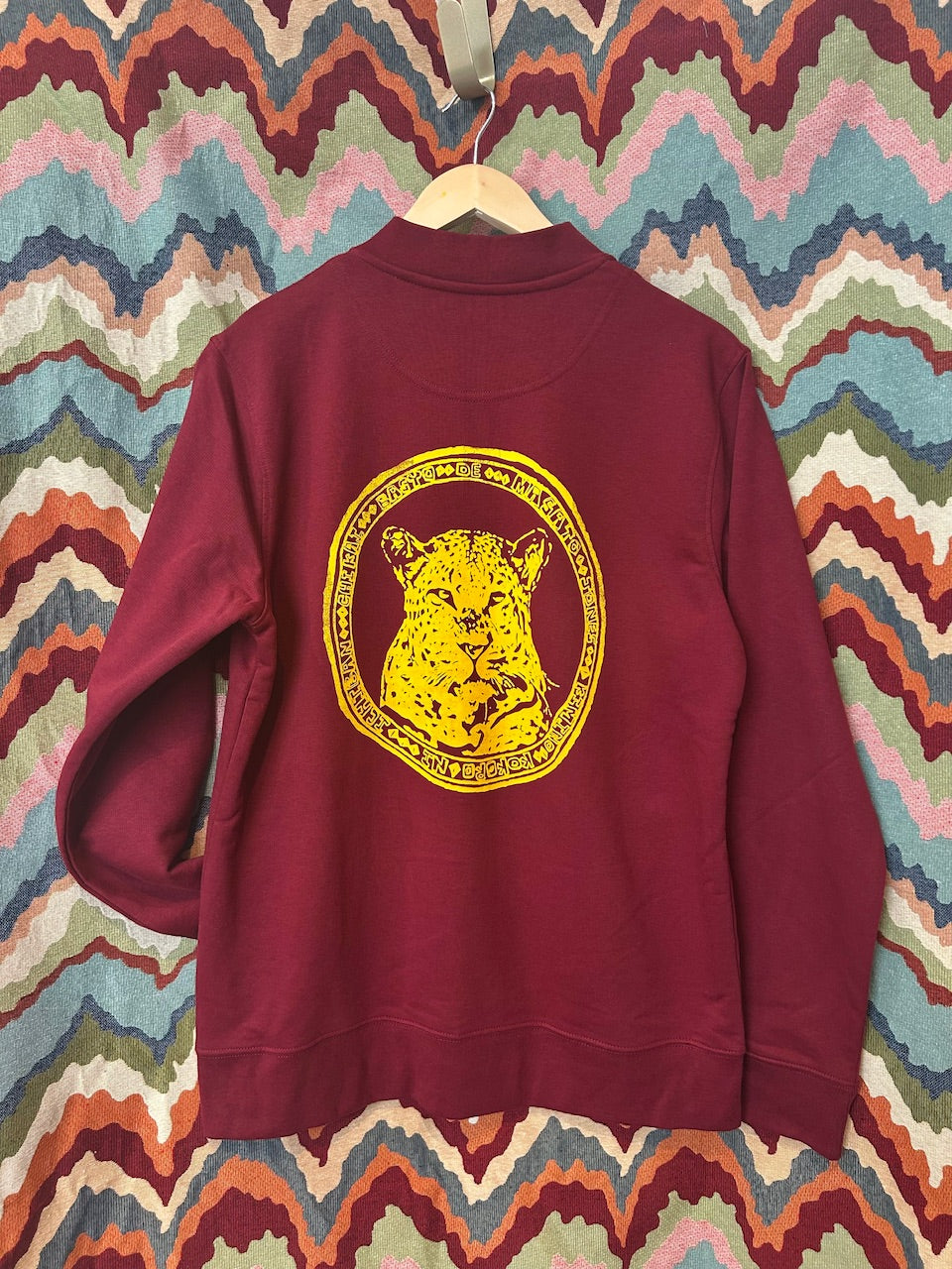 Burgundy Leopard Bomber Sweatshirt