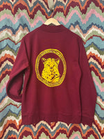 Load image into Gallery viewer, Burgundy Leopard Bomber Sweatshirt
