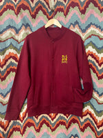 Load image into Gallery viewer, Burgundy Leopard Bomber Sweatshirt

