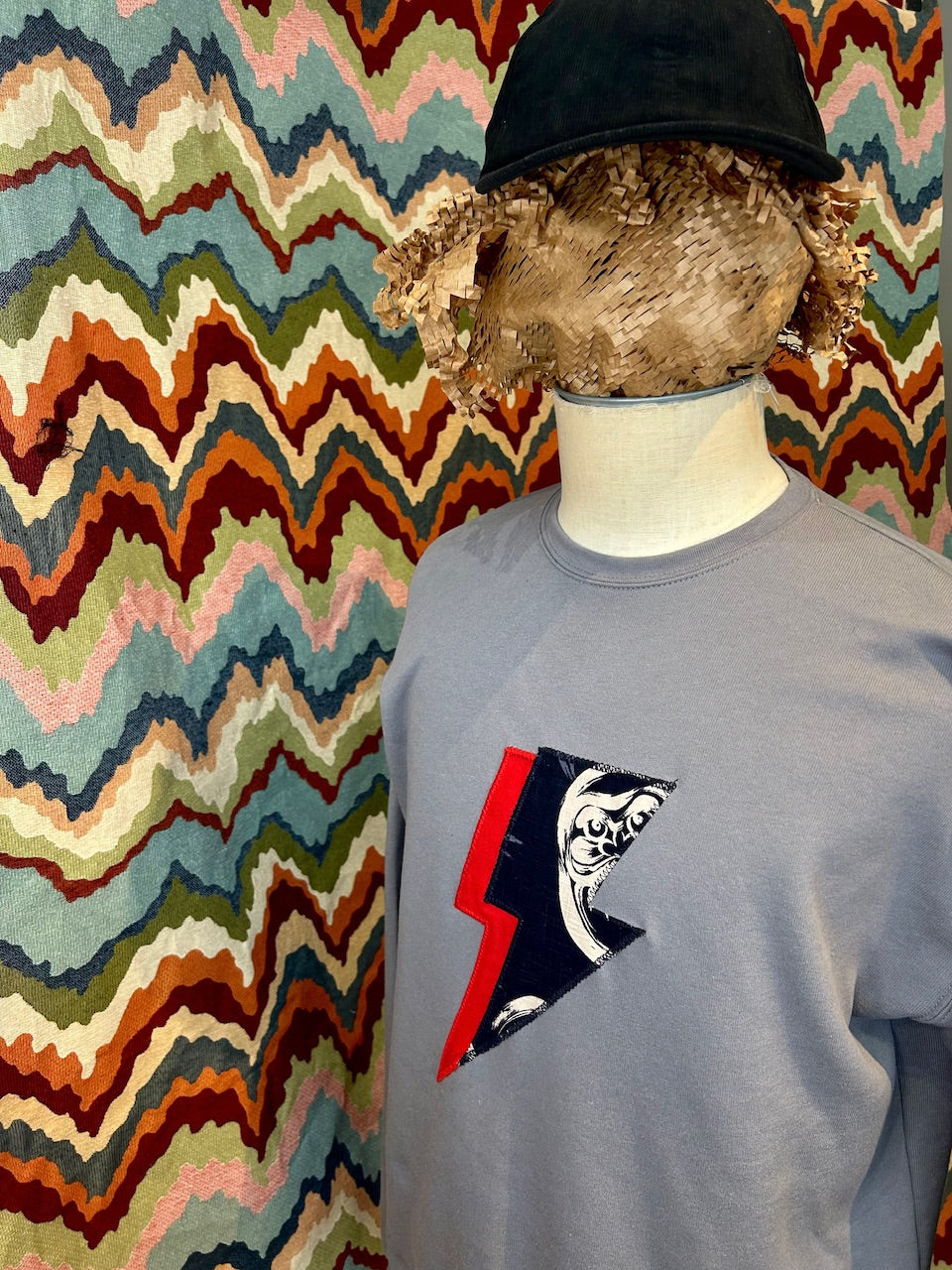 RAIJIN Bolt Patch Off-shoulder Fleece / Made to order