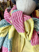 Load image into Gallery viewer, Colourful striped zigzag winter scarf: Mustard Teal
