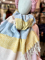 Load image into Gallery viewer, Colourful striped zigzag winter scarf: Grey Pink
