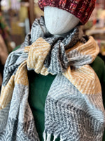 Load image into Gallery viewer, Colourful striped zigzag winter scarf: Black Grey
