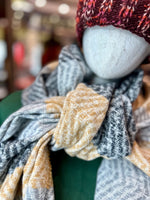 Load image into Gallery viewer, Colourful striped zigzag winter scarf: Black Grey
