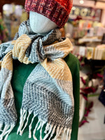 Load image into Gallery viewer, Colourful striped zigzag winter scarf: Black Grey
