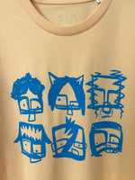 Carica l'immagine nel visualizzatore di Gallery, Doodlez Blue on Sherbet Peach T-shirt
