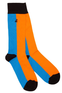 Orange and Blue Vertical Striped bamboo socks