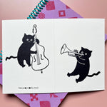 Laden Sie das Bild in den Galerie-Viewer, Jazz Cats Card - Trumpet and Cello Takako Copeland
