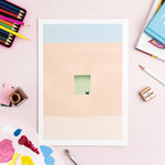 Load image into Gallery viewer, Wall with Green Door and Cat Print by Niaski
