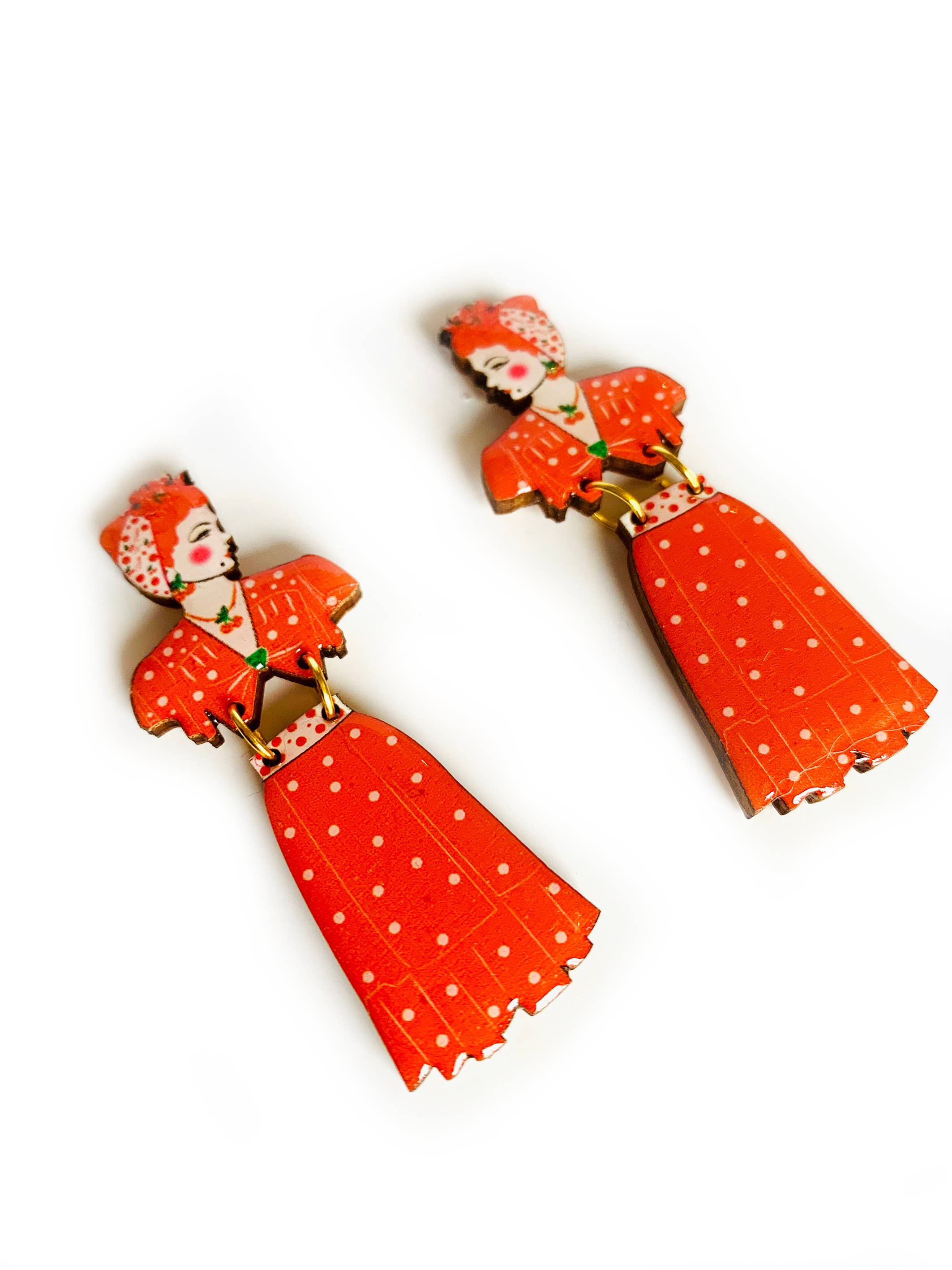 Retro Pin Up Lady Dangle Earrings