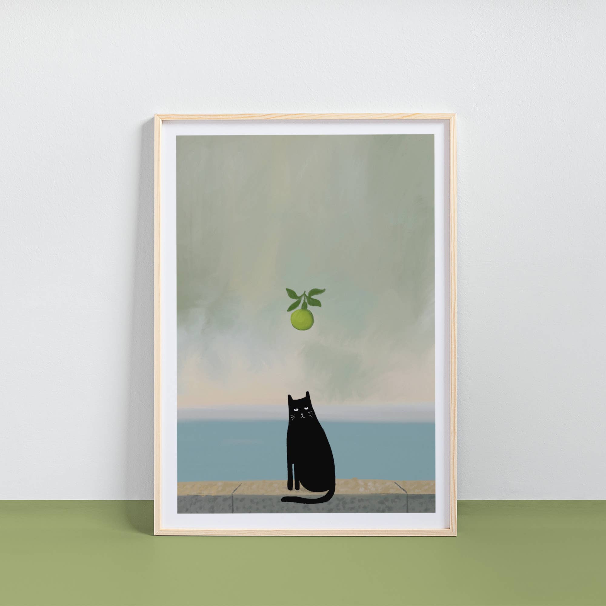 Mogritte Apple and Cat Print: A4