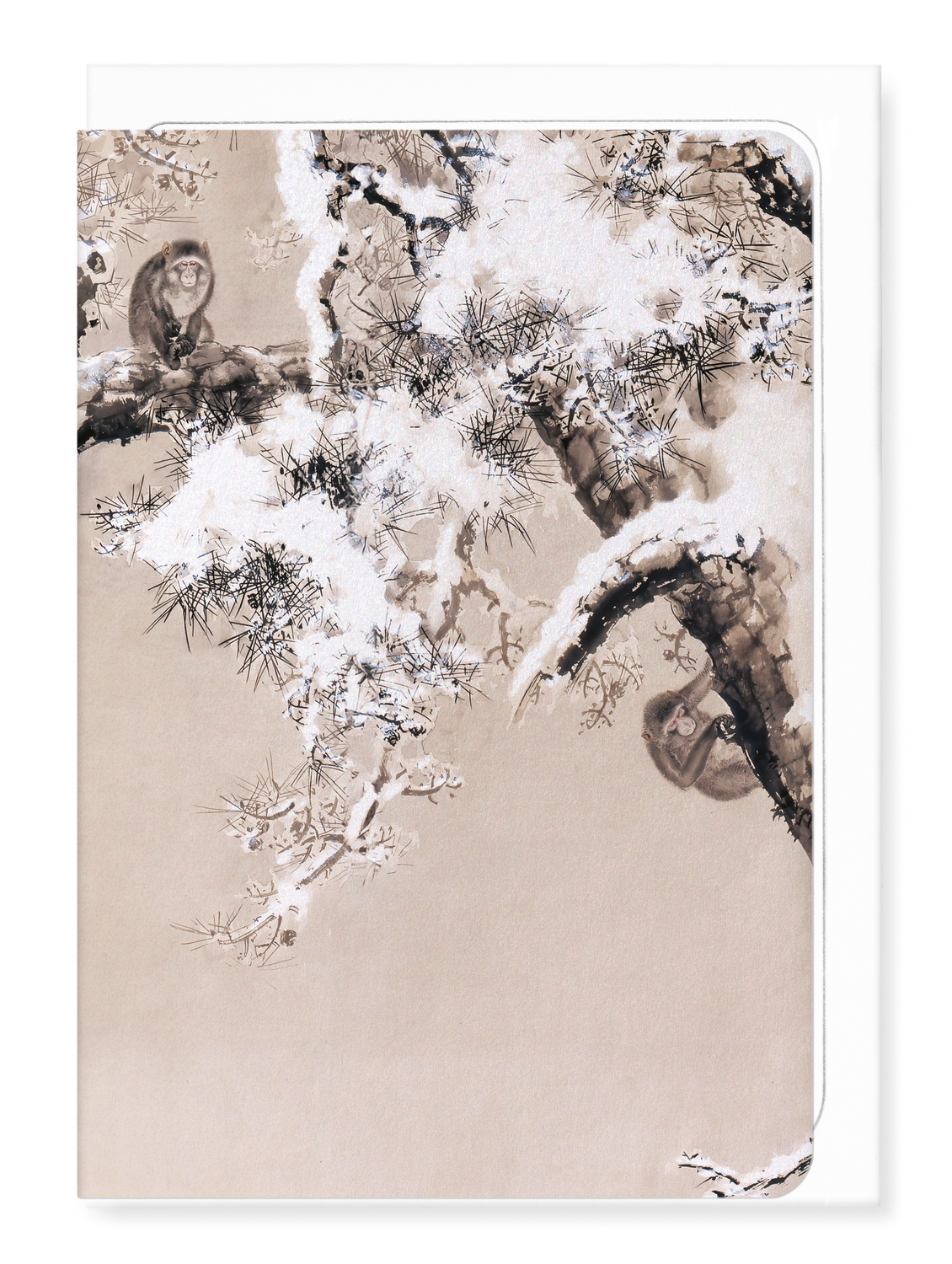 MONKEYS IN PINE TREES (1853): Japanese Greeting Card