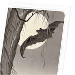Load image into Gallery viewer, TWO BATS IN FULL MOON (C.1910): Japanese Greeting Card
