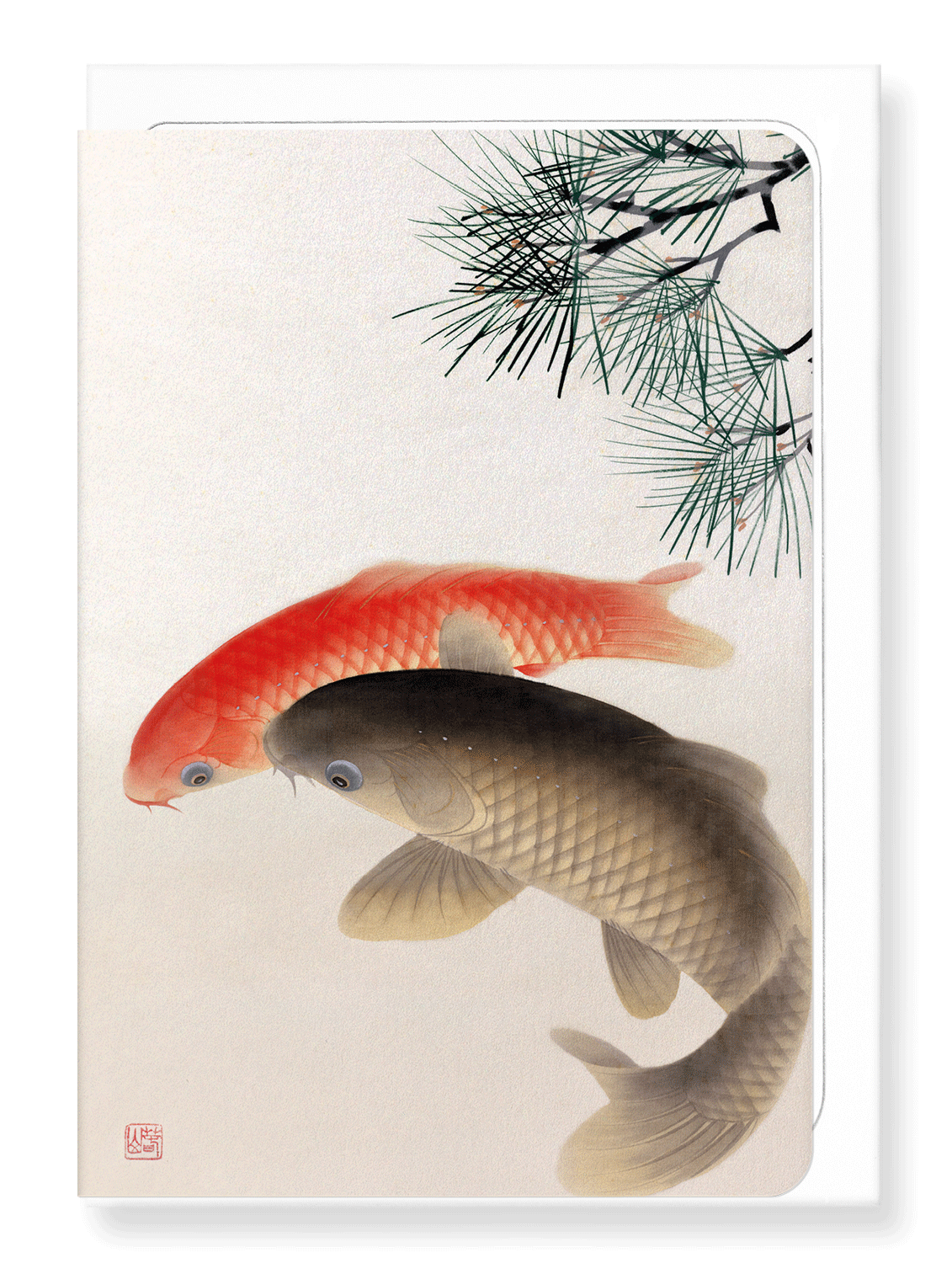 CARPS AND PINE:  Japanese Greeting Card