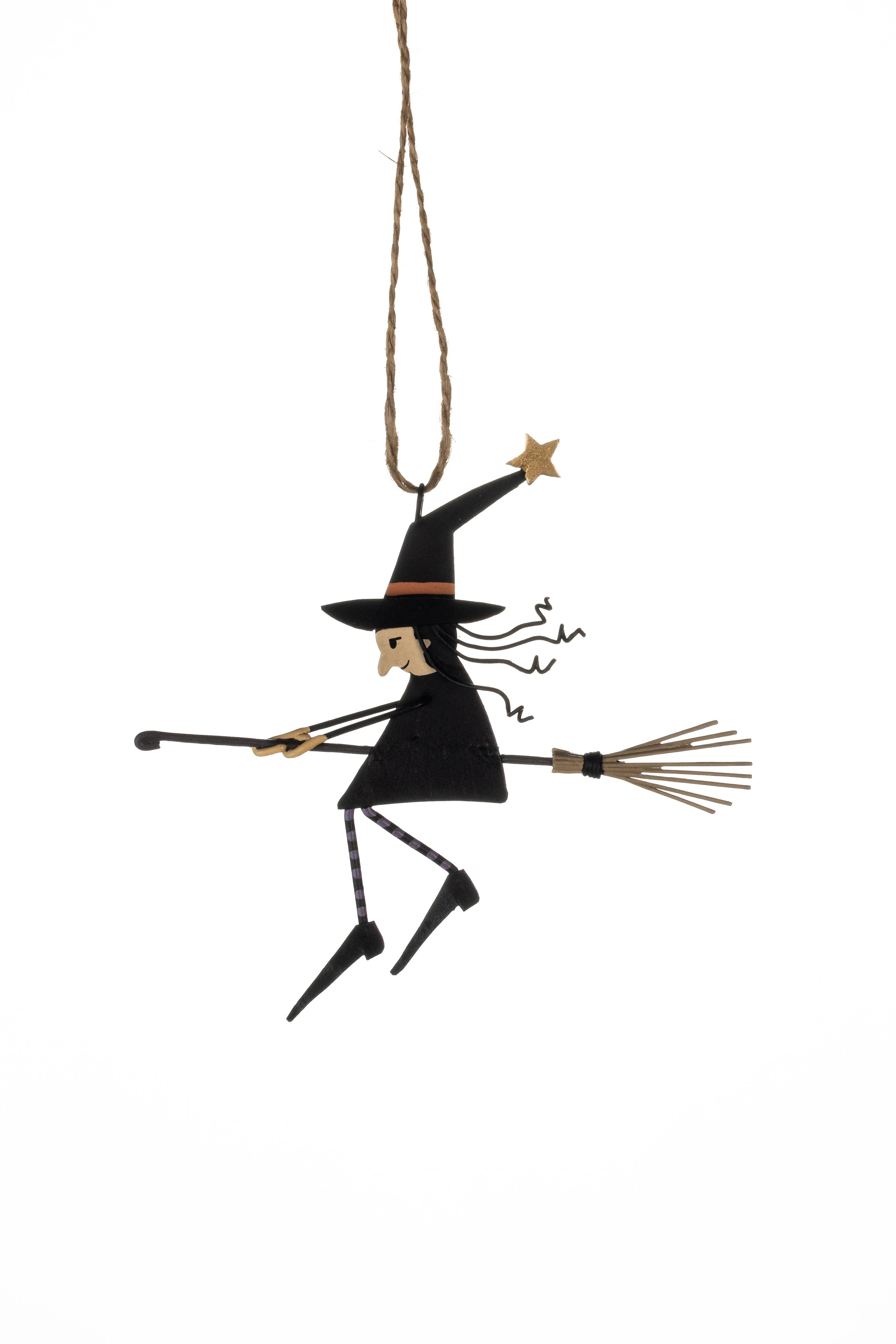 Witch On Broomstick - Hanging Decoration