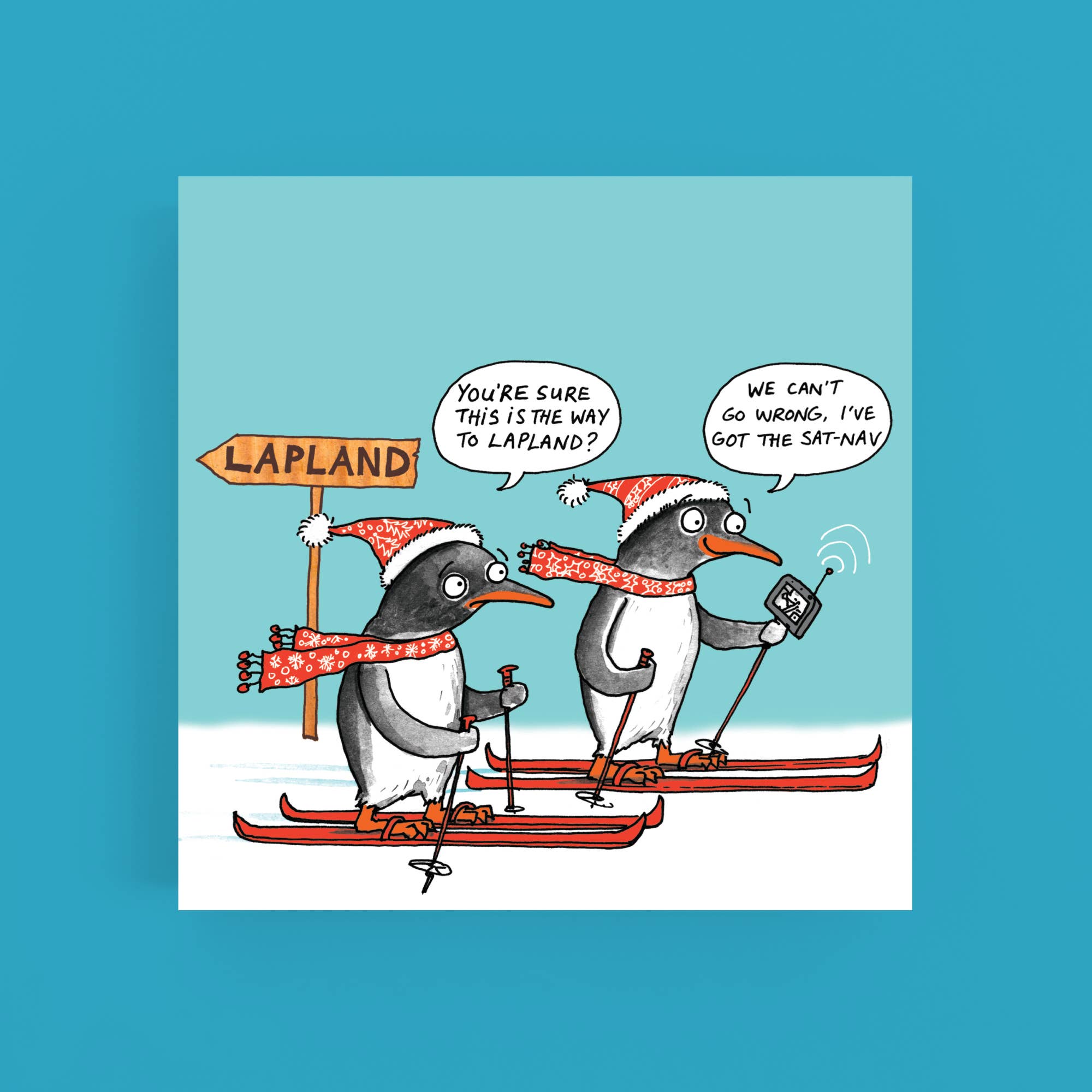 Penguin sat nav- Christmas Card by Cardinky