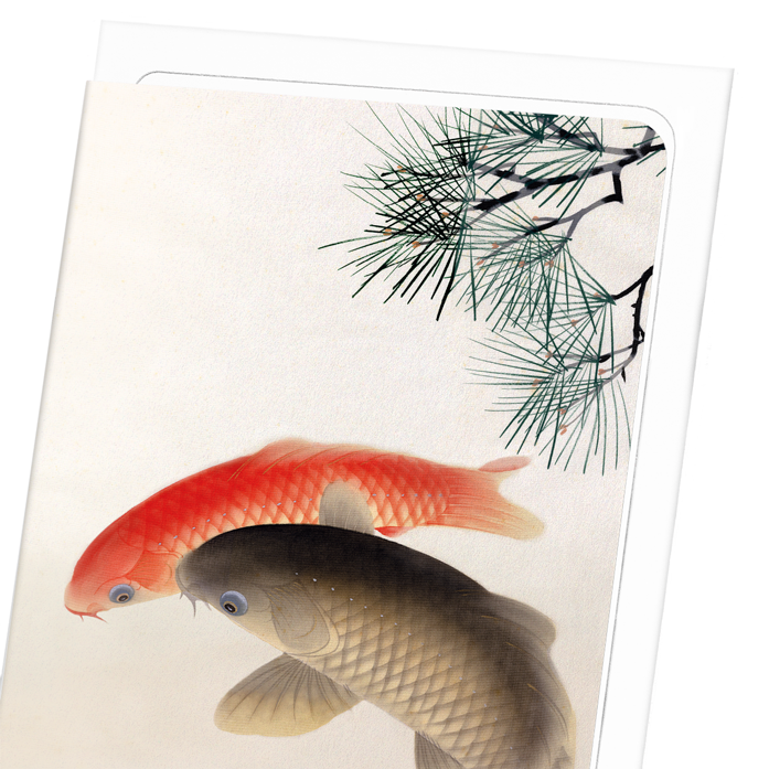 CARPS AND PINE:  Japanese Greeting Card