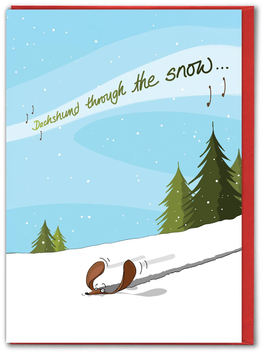 Funny Christmas Card - Dachshund Through The Snow