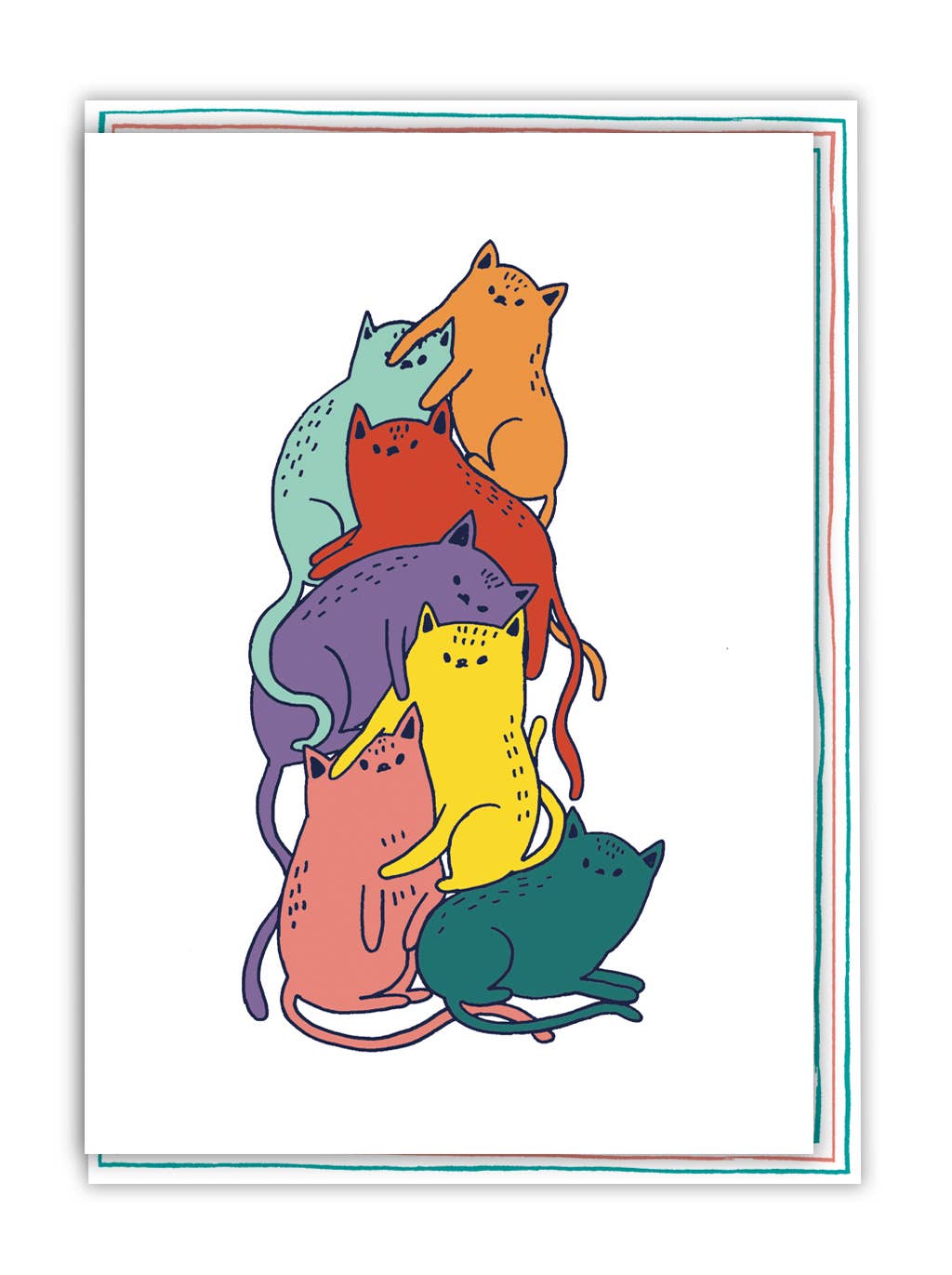 Cat Pile Greetings Card