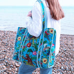 Load image into Gallery viewer, Reversible Monkey Print Quilted Cotton Tote Bag
