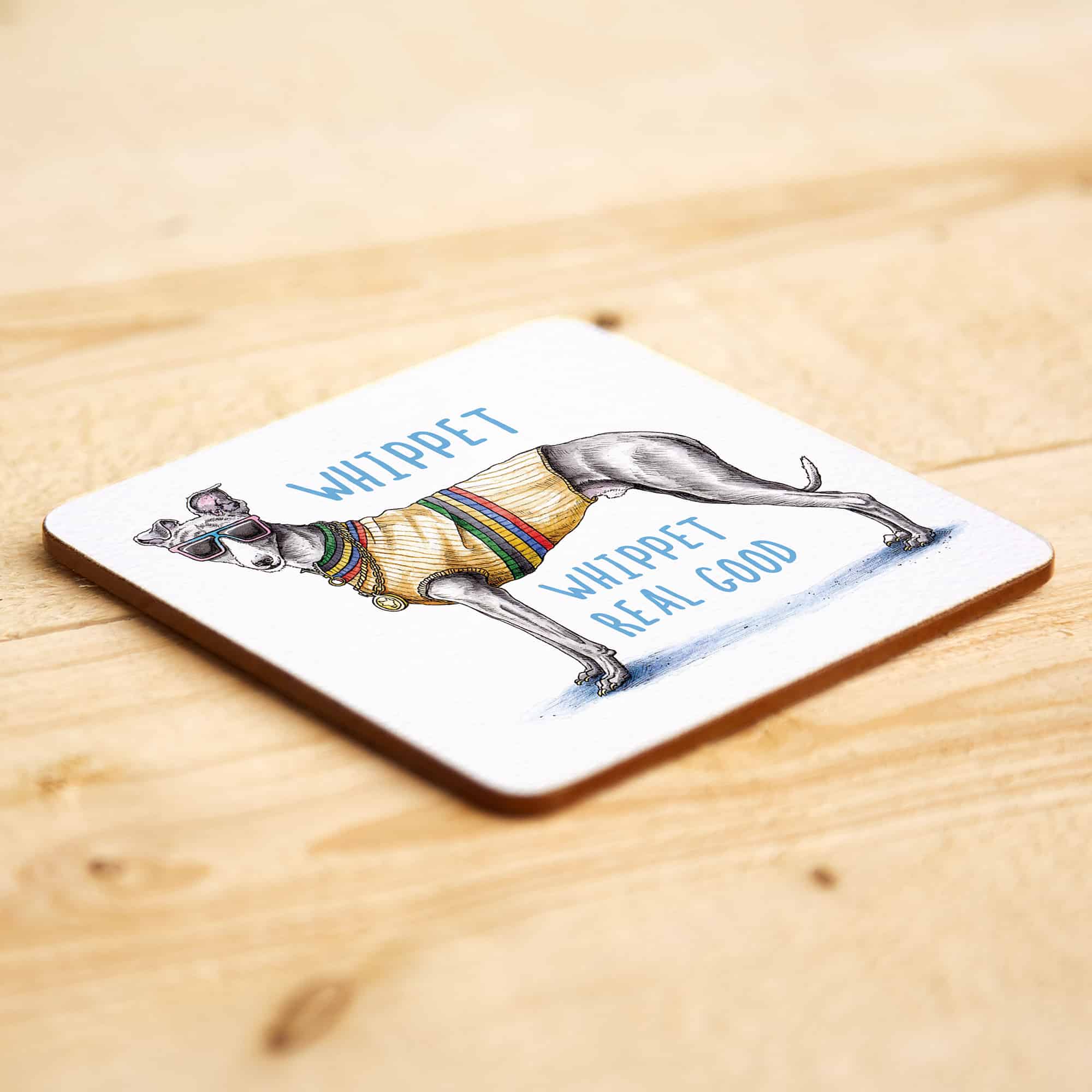 Whippet Coaster - Dog Drinks Coaster by Bewilderbeest