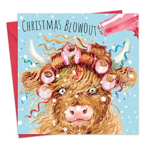 Highland Cow Christmas Blowout - Funny Christmas Card