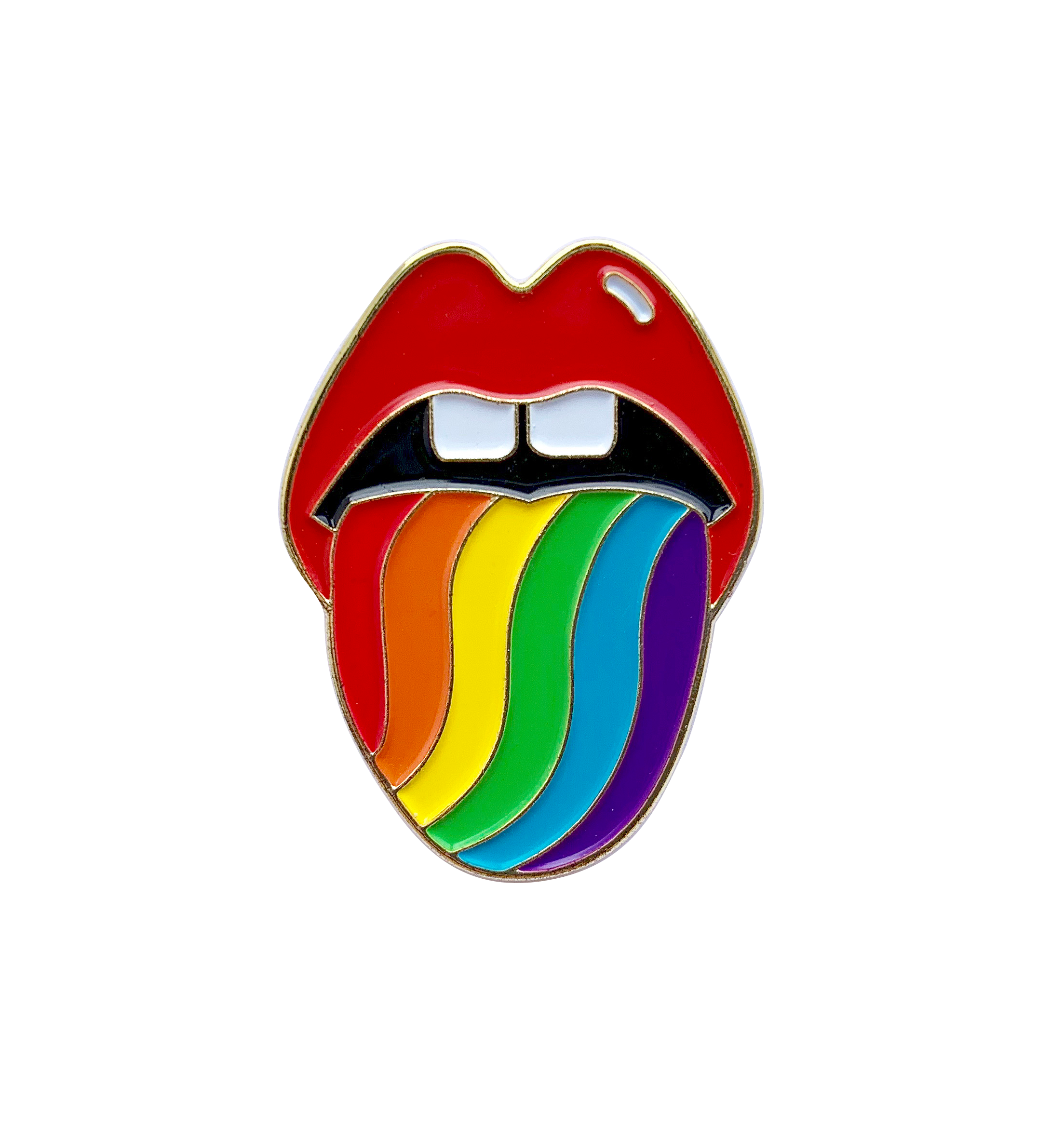 Lips & Rainbow Tongue Enamel Pin