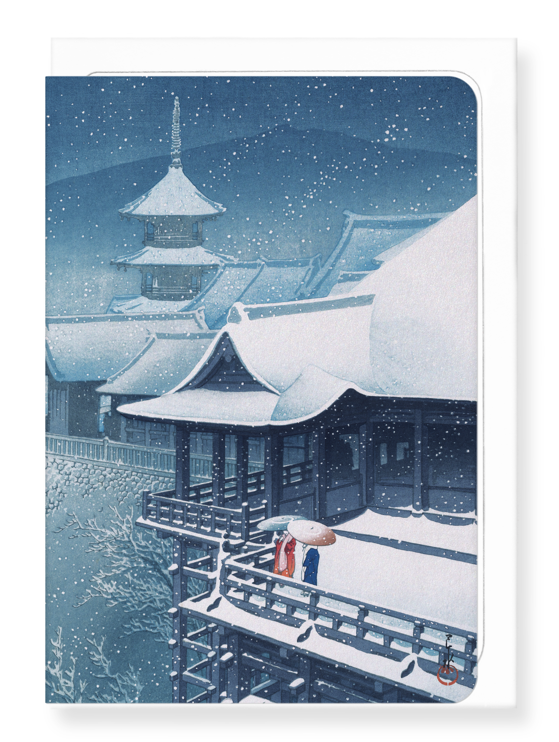 SNOW AT TEMPLE (1932): Japanese Greeting Card