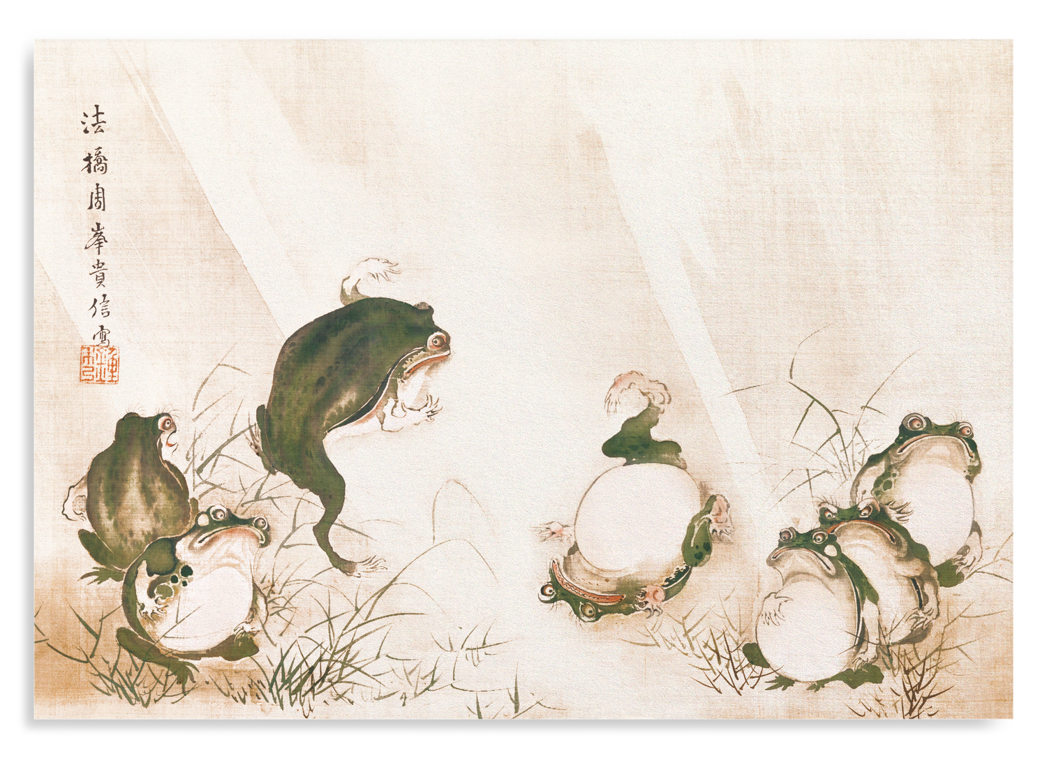 FROGS IN SUMO MATCH (EARLY 19TH C): Japanese Art Print: A4