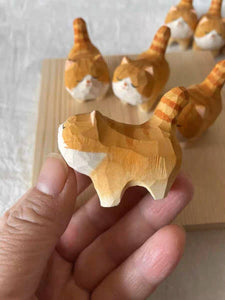 Gohobi Hand crafted yellow wooden cat ornaments unique gift