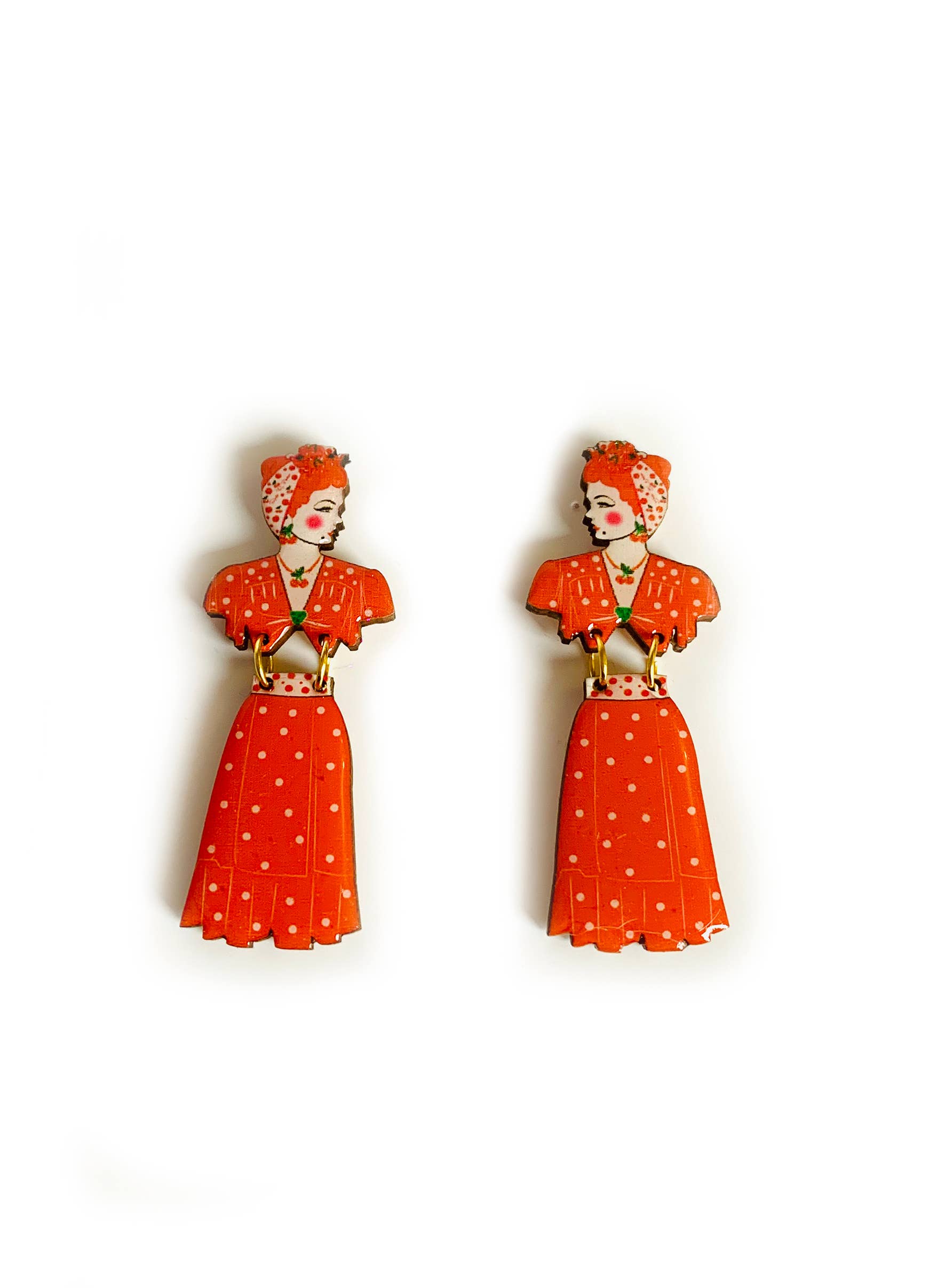 Retro Pin Up Lady Dangle Earrings
