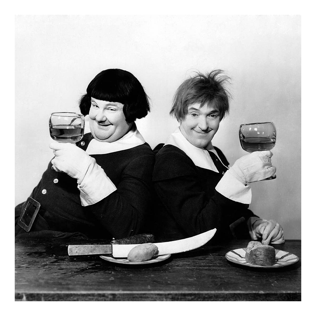 Laurel and Hardy make a toast retro blank card