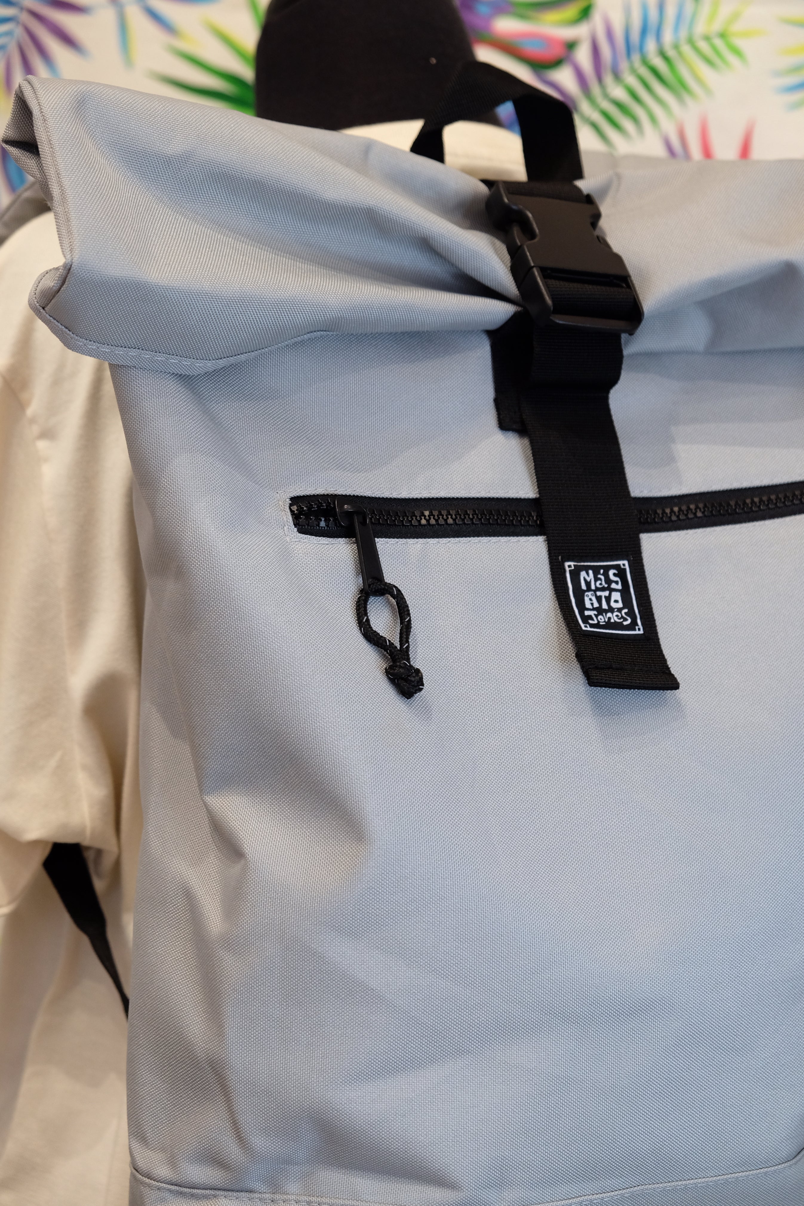 Light Grey Recycled Rolled Top Backpack