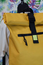 画像をギャラリービューアに読み込む, Mustard Recycled Rolled Top Backpack
