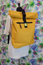 Carica l&#39;immagine nel visualizzatore di Gallery, Mustard Recycled Rolled Top Backpack
