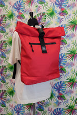 Carica l&#39;immagine nel visualizzatore di Gallery, Red Recycled Rolled Top Backpack
