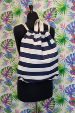 Load image into Gallery viewer, Navy / Natural Stripe Gymsac
