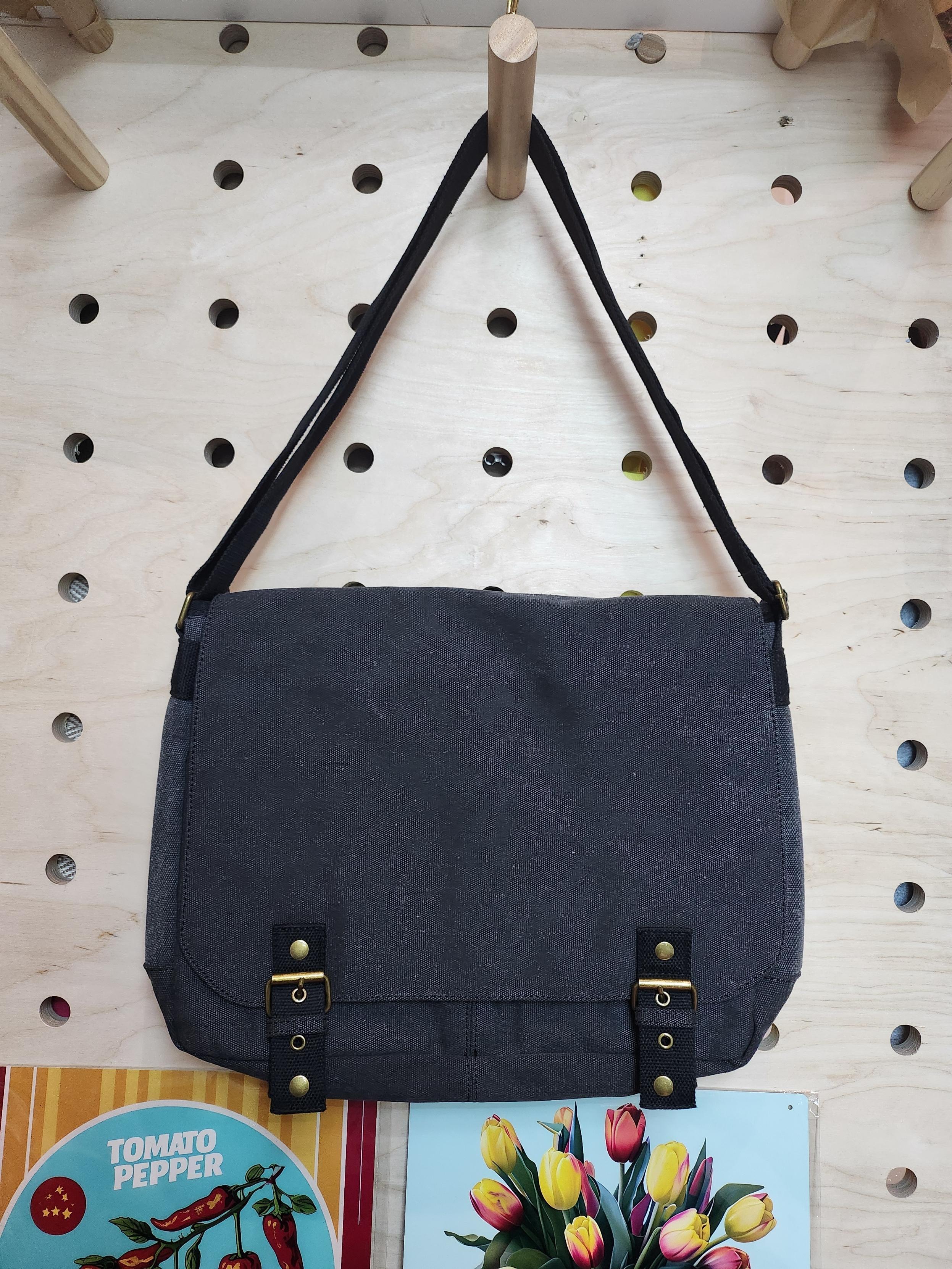 Vintage Canvas Messenger Bag - Black