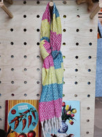 Load image into Gallery viewer, Colourful striped zigzag winter scarf: Mustard Teal
