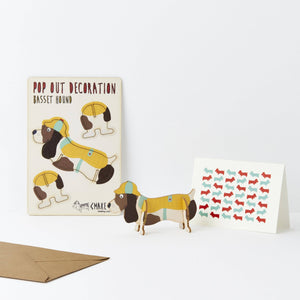 Pop Out Basset Hound Greeting Card
