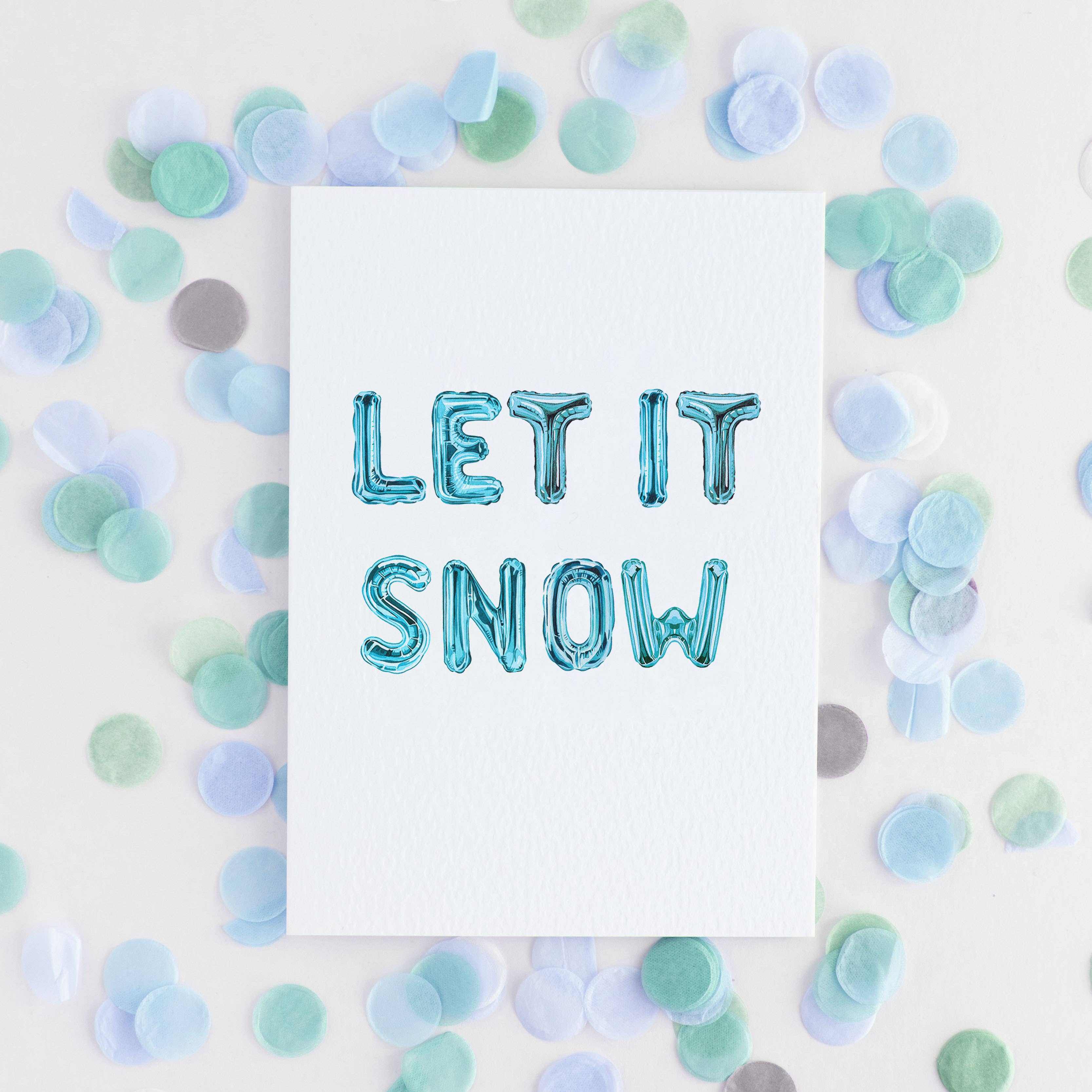 Let it Snow Watercolour Balloon Christmas Greetings Card
