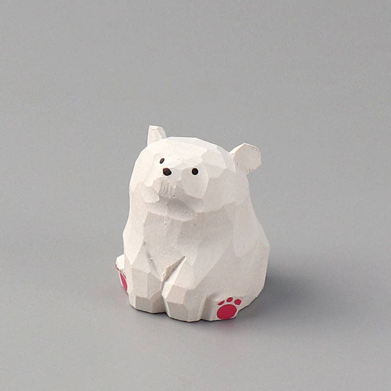 Gohobi handcrafted Wooden Bear Ornament - White