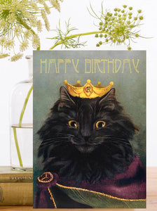 Black Cat Hand Glittered Birthday Card