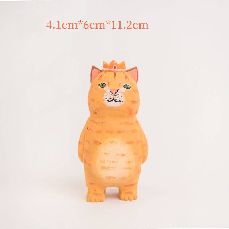 Gohobi handcrafted Wooden Large Cat Ornament - Ginger Cat