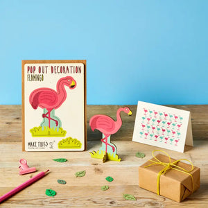 Flamingo pop out greeting card