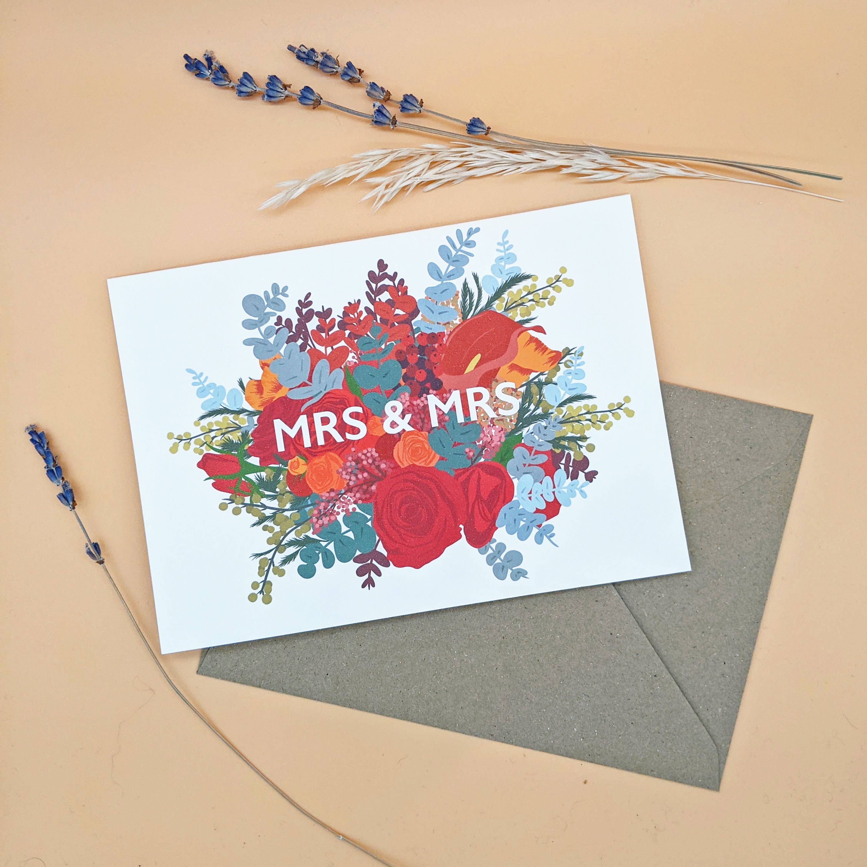 Mrs and Mrs Card - Lesbian Wedding Card