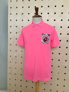 Rose Patch Pocket Pink Neon Polo