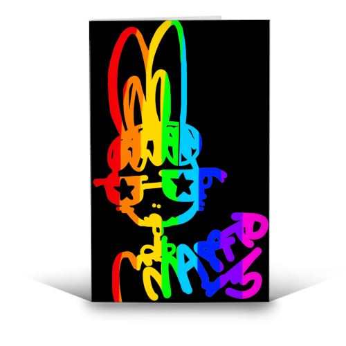 Dark Mimi Rainbow Rabbit A6 greeting card
