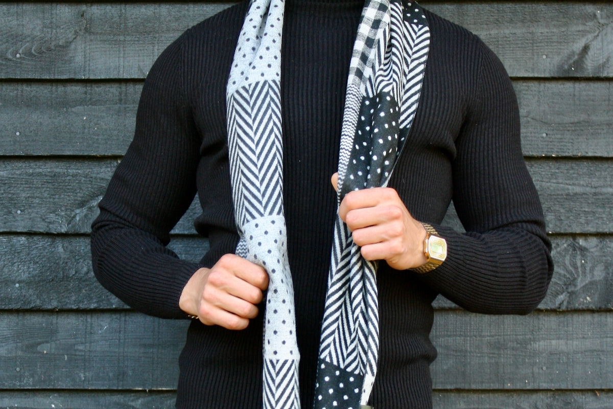 Black and White Block Bamboo scarf