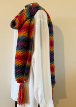 Carica l&#39;immagine nel visualizzatore di Gallery, DARK RAINBOW textured scarf handmade by Granny Fireside

